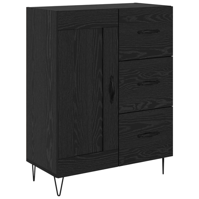 vidaXL - Dressoir - Zwarte - Eik - 69,5 - x - 34 - x - 90 - cm - Geconstrueerd - hout