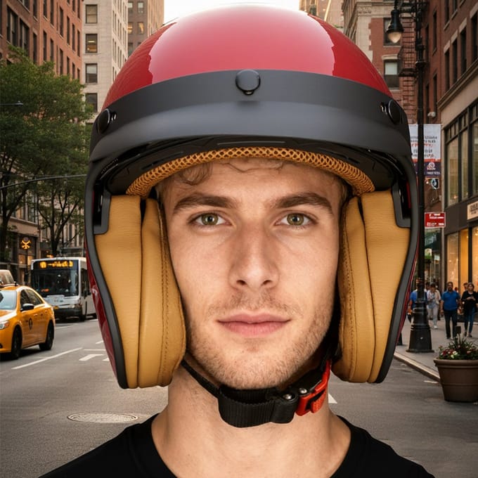 DAWNRISE Jethelm ECE 22.06 - Retro scooterhelm - Robijnrood - Maat M