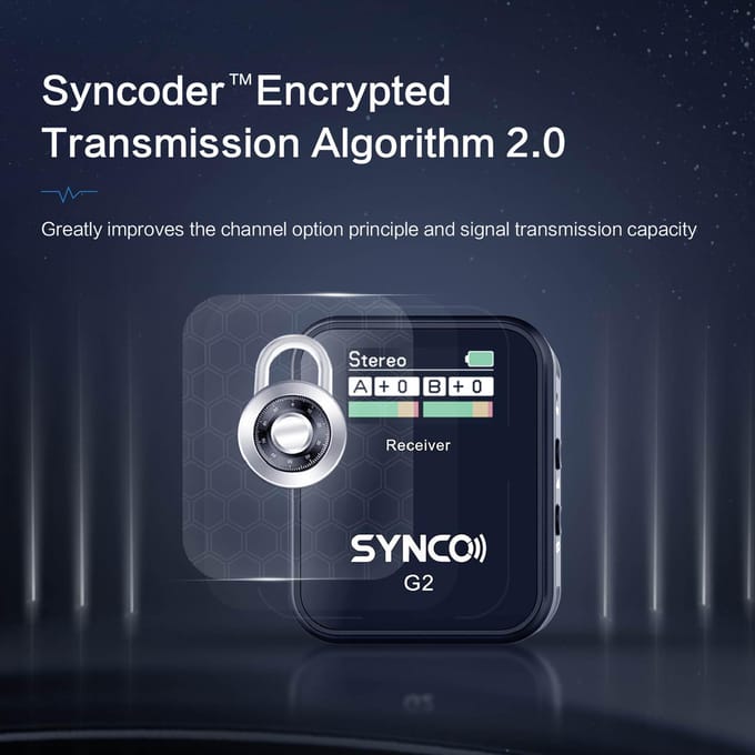 SYNCO G2(A2) 1-Trigger-2 2.4G Draadloos Microfoonsysteem met 1 Ontvanger + 2 Zenders + 2 zwart