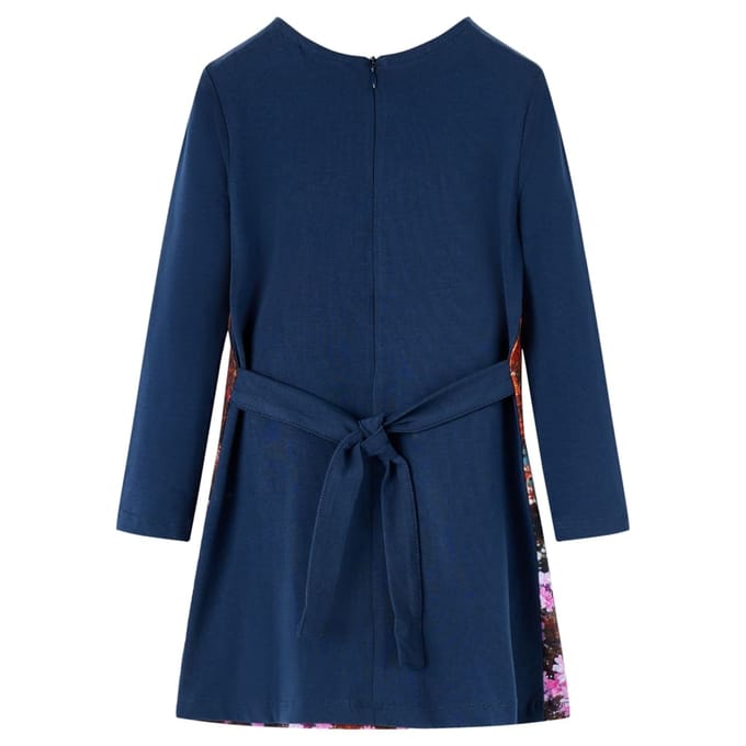 vidaXL Kinderjurk met lange mouwen 128 marineblauw