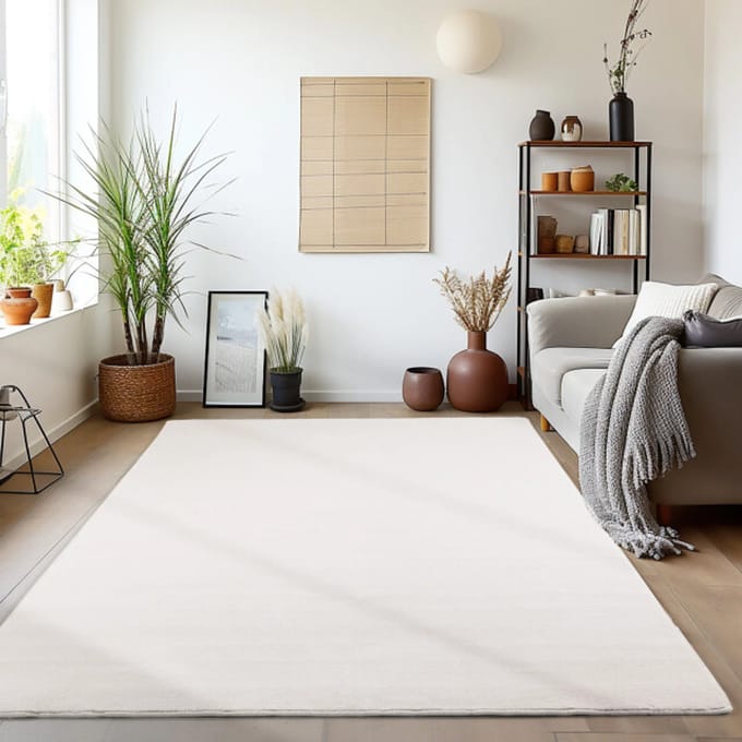 Sky Soft Uni Basic - Vloerkleed - Laagpolig - Effen Kleur - Creme - Woonkamer Tapijt- 160x230 CM