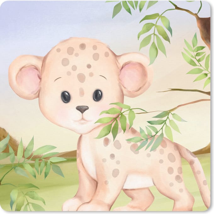 Muismat 20x20 cm - Mousepad Luipaard - Jungle - Bladeren - Muismatten