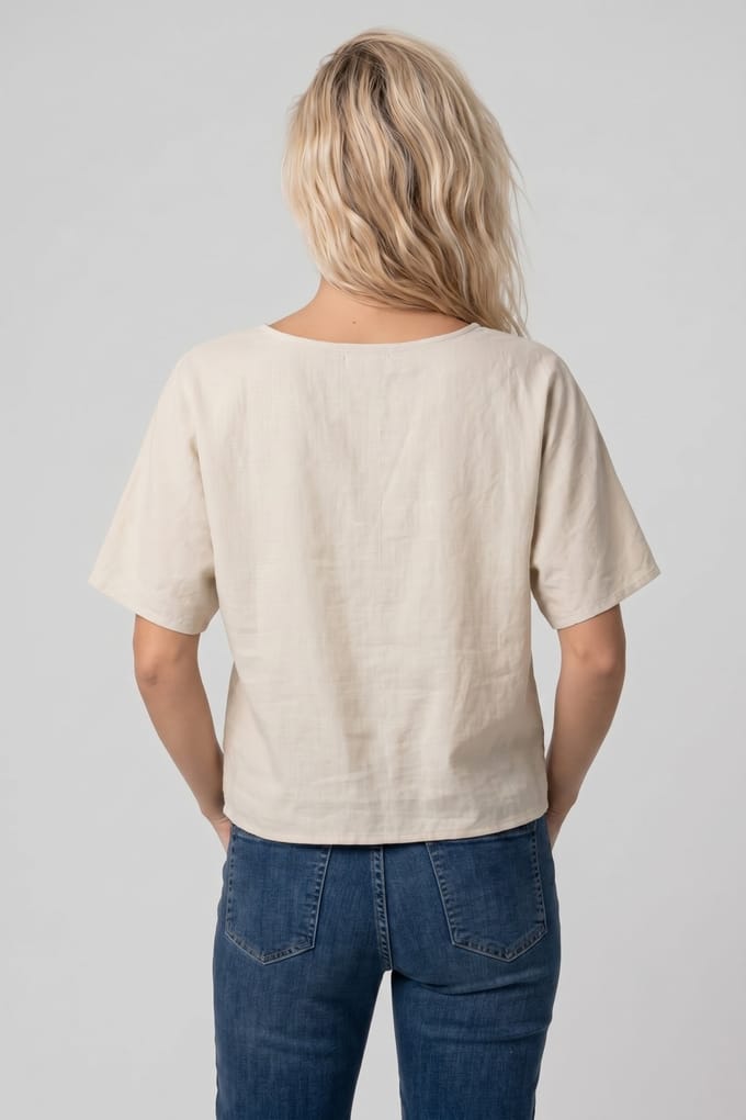 Linnen Mix Losse Blouse met Knoopdetail Dames s.Oliver