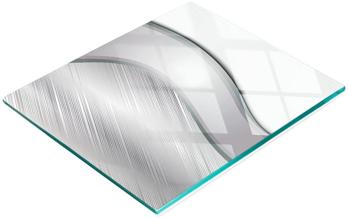 Decoratieve glazen snijplank met grafische textuur, 60x52 cm