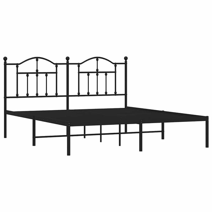 vidaXL - Bedframe - met - hoofdbord - metaal - zwart - 183x213 - cm