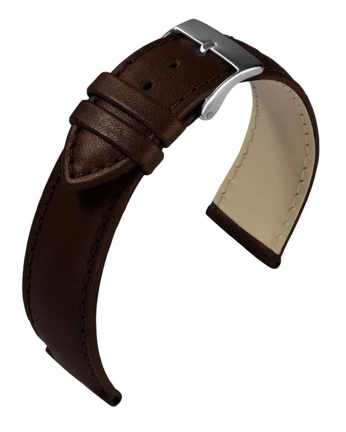 EULIT horlogeband - leer - 20 mm - bruin - metalen gesp