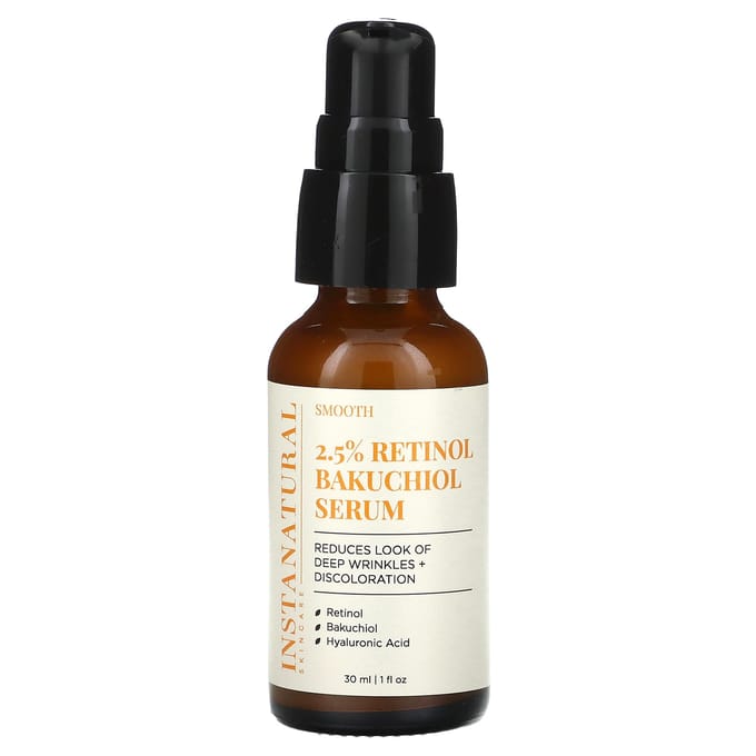 InstaNatural, Sérum Rétinol 2,5% Bakuchiol, 1 fl oz (30 ml) black