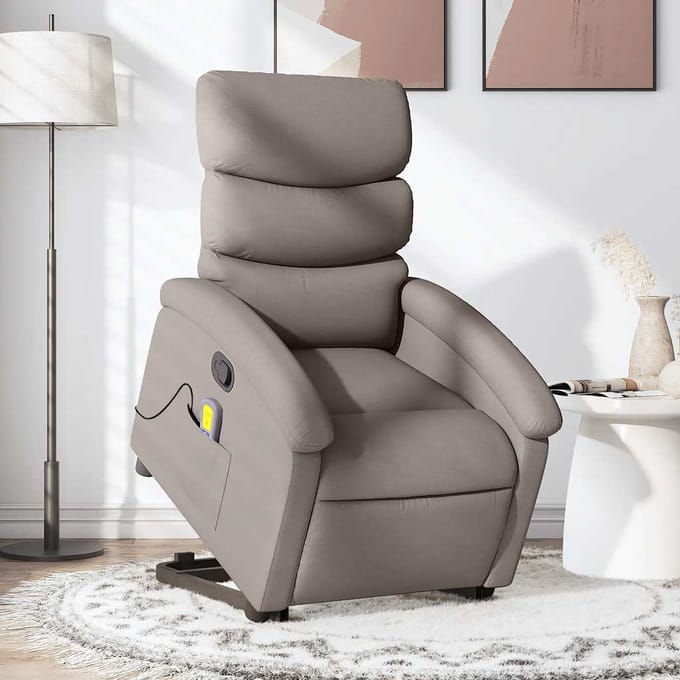 vidaXL - Sta-op-massagestoel - verstelbaar - stof - taupe