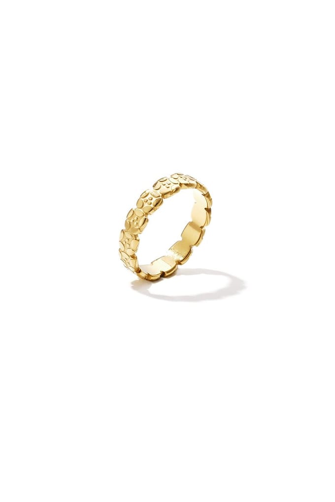 Ring met bloemenprint - Goudkleur - 16