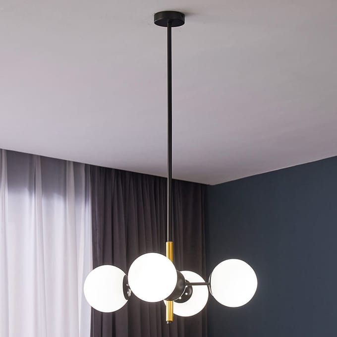 LumenXL Moderne hanglamp Callie zwart - melkwit glas, 4-lichts