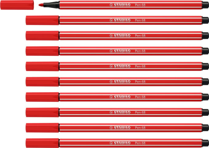 STABILO Pen 68 - Premium Viltstift - Karmijnrood - Doos 10 stuks