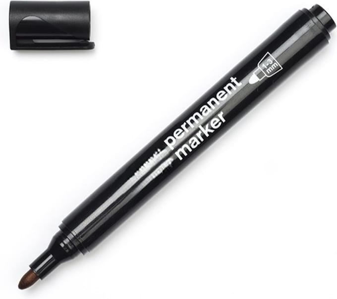 1x permanent marker zwart - ronde punt - permanente stift black