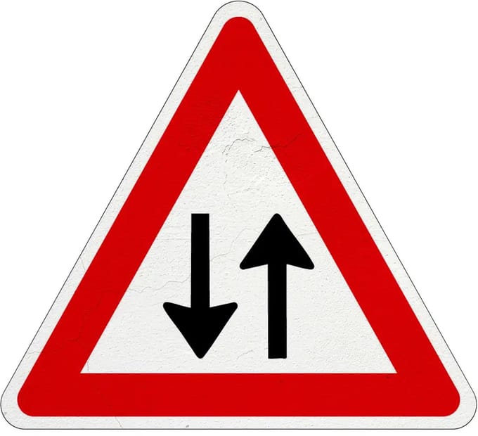 Let op tegenliggers bord - J29 | Sign Again materiaal | 20 cm