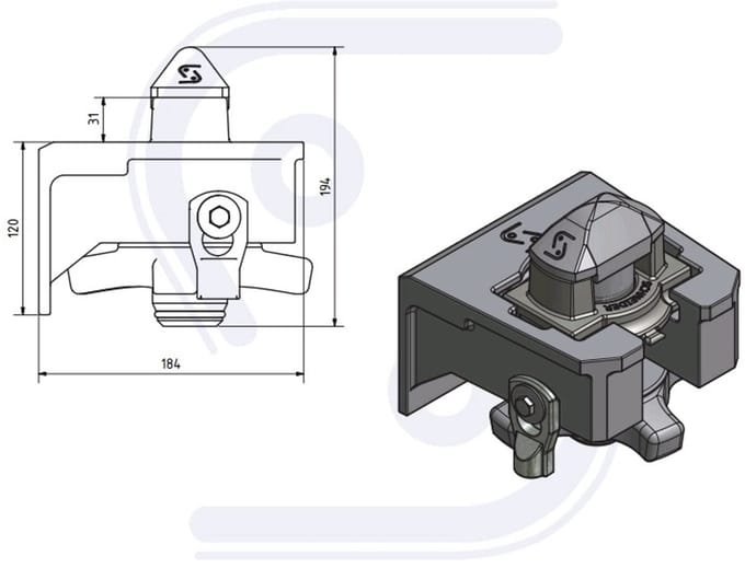 Twistlock FD02SK standaard gegoten zijkant open