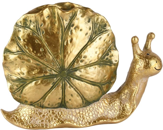 Dekoratief | Slak, groen/goud, resina, 23x9x17cm | A260360