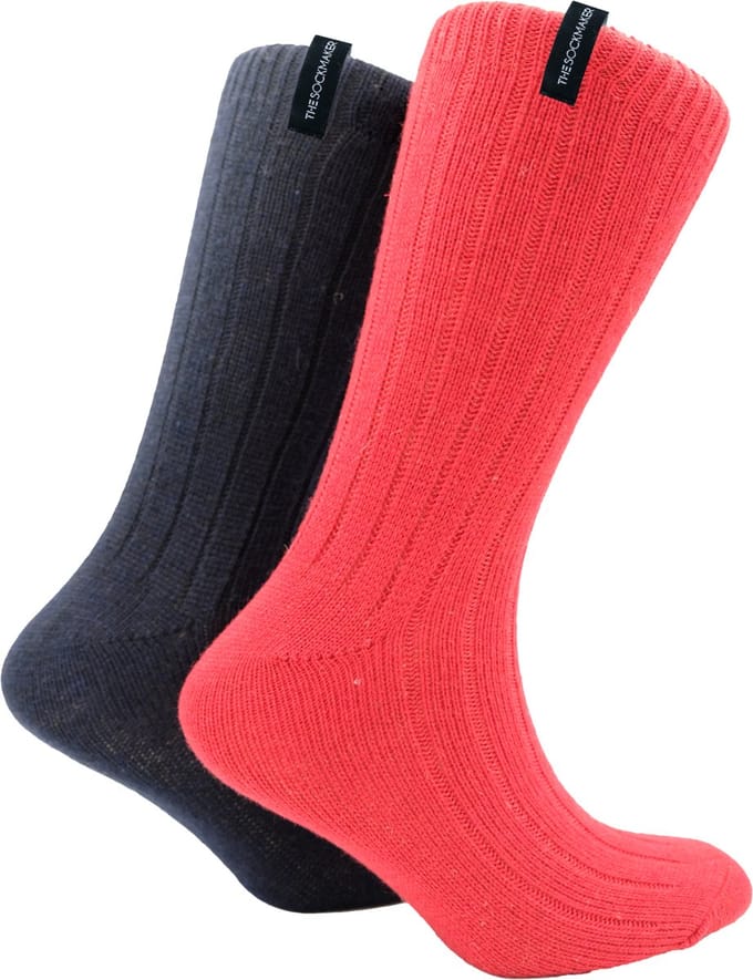 The Sockmaker sokken heren 41-46 - 2-pack Wool Boot - duurzaam - Ribbed - Red and Navy