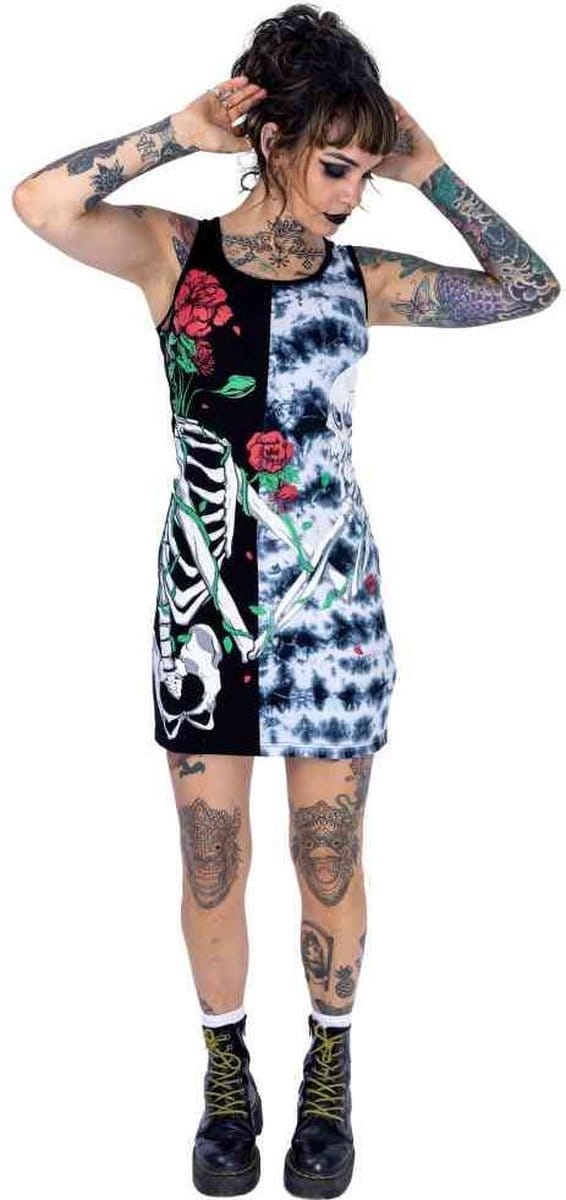 Vixxsin - GARDEN SKULL Korte jurk - S - Zwart/Grijs