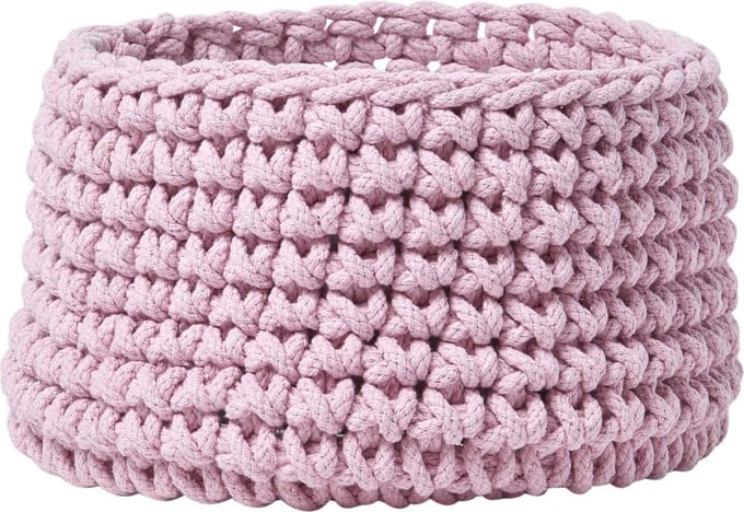 Homescapes Gebreide opbergmand, 100% katoen roze - 37 x 21 cm