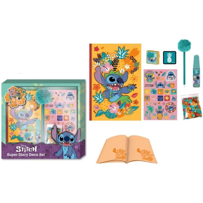 Disney Stitch dagboek decoset, met pompom pen en stickers