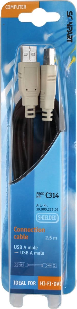 Scanpart USB kabel 2.5 meter - USB A naar USB A - USB 1.1
