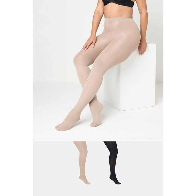Yours 2Pack Huidkleurige En Zwarte Panty's Van 100 Deniersize 44-48