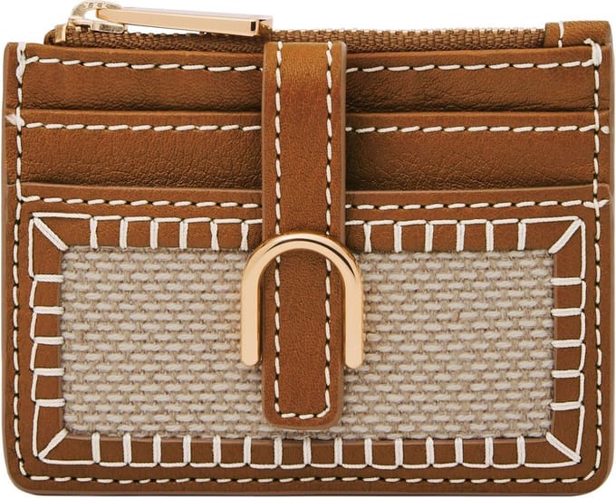 FOSSIL Kaarthouder Vada Card Case Natural Brown Bruine