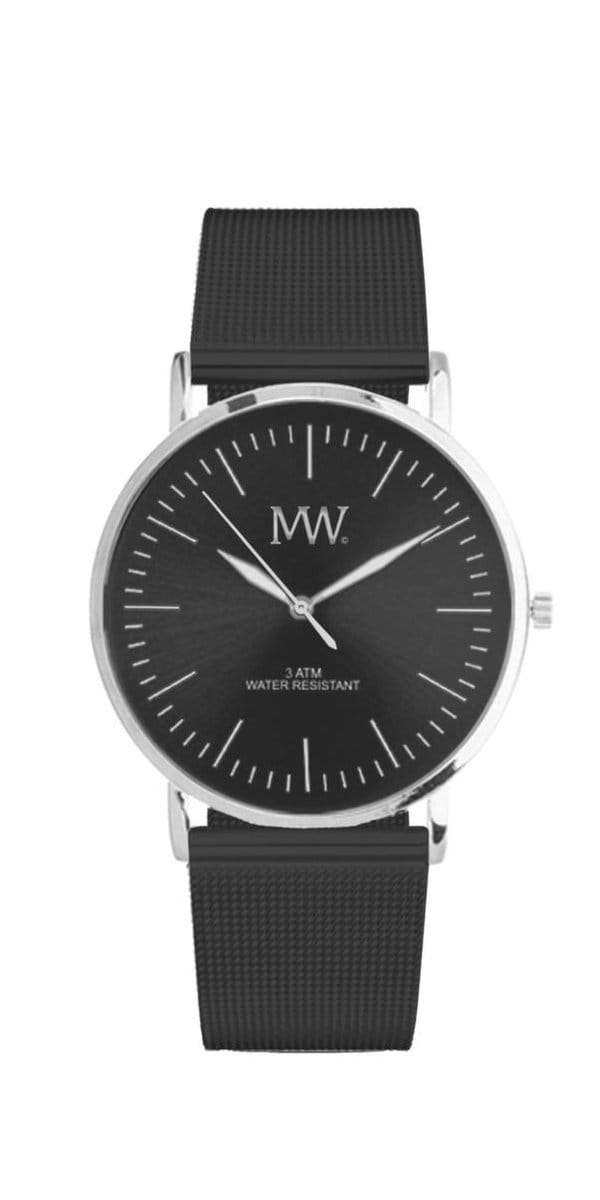 MW Horloge Flat Style Zwart Zilver