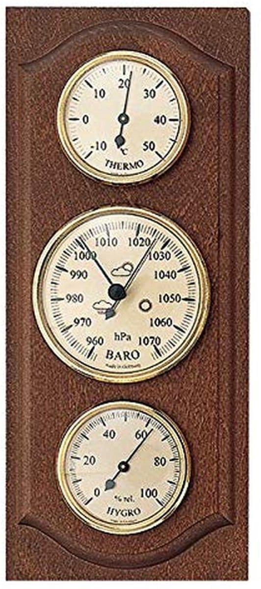 Mechanisch Weerstation Buiten - Houten Barometer, Thermometer en Hygrometer