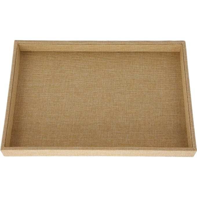 Sieraden Display Tray Stapelbare Platte Sieraden Organizer Linnen Vitrine Display voor Kettingen beige