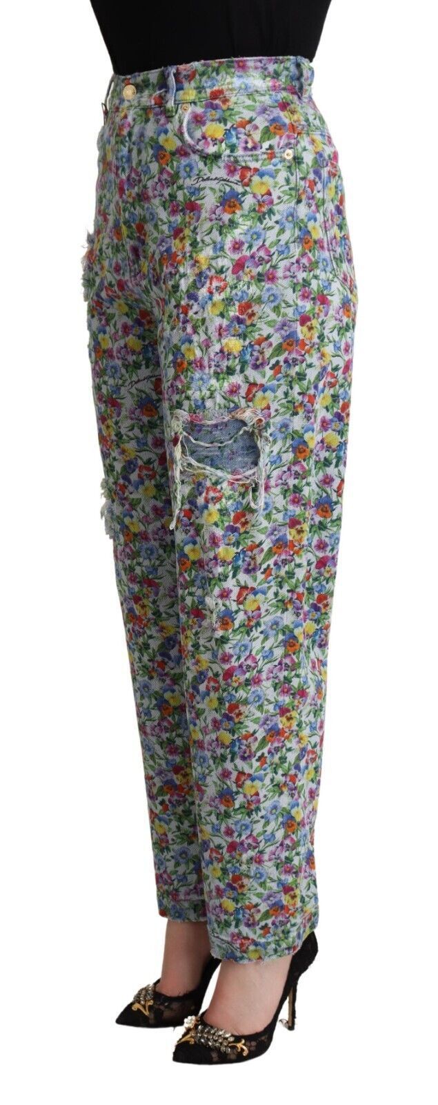 Bloemenprint Versleten Jeans Pan72791