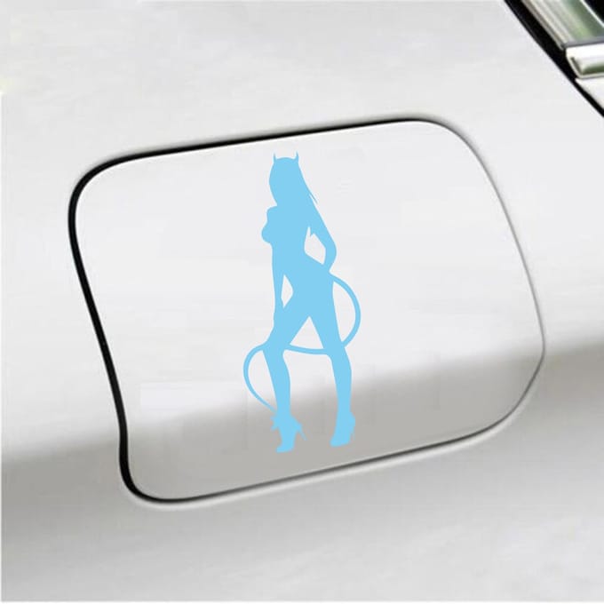 Bumpersticker - Vrouw Duivel - 7 X 16,5 - Licht Blauw