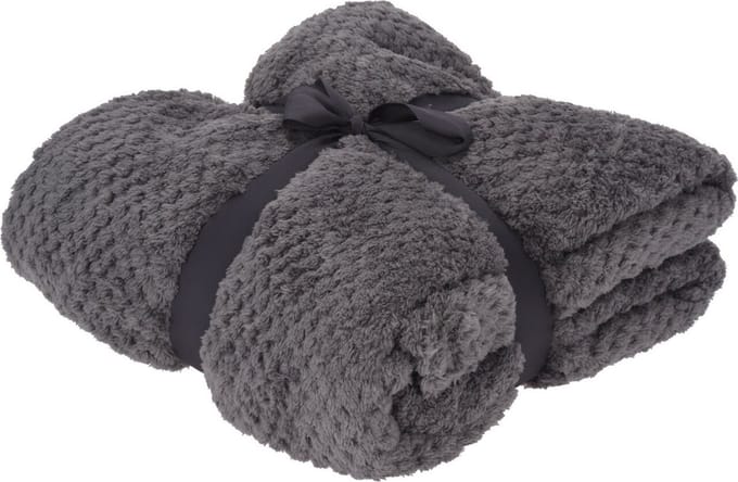 H&S Fleece deken/dekentje/plaid - polyester - grijs - 130 x 170 cm