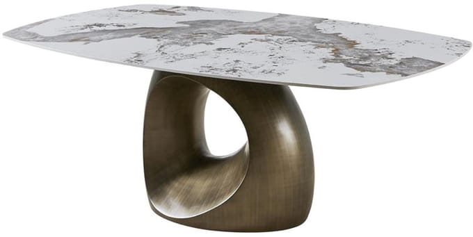 Tower Living Eettafel Castello - Ovaal Wit/Brons Keramiek - 200x120x75cm