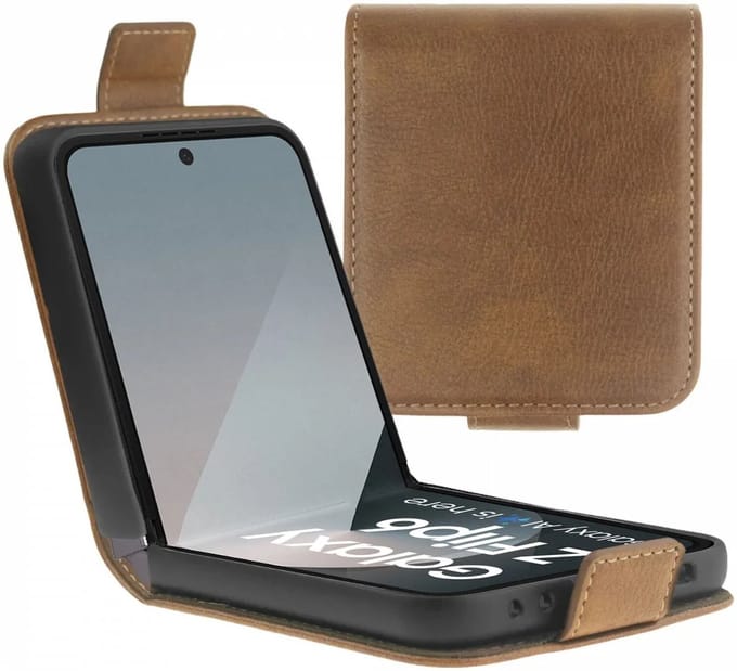 Rosso Element Geschikt voor Samsung Galaxy Z Flip 6 | Magneetsluiting | Stand Functie | Bruin
