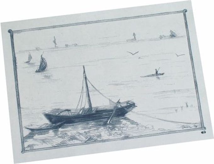 100 Placemats, papier 30 cm x 40 cm wit Roeiboot