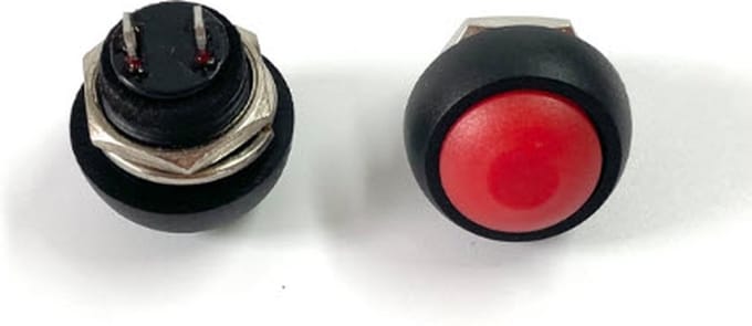 Push aan-uit Schakelaar - 1.5A 25 V - Werk type: Push aan (OFF-ON) rood