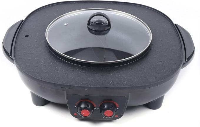 Elektrische Hot Pot en Barbecue Pan Multifunctioneel Antiaanbak