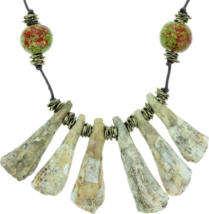 Behave - Etnische ketting met beenderen - Mode ketting 75 cm