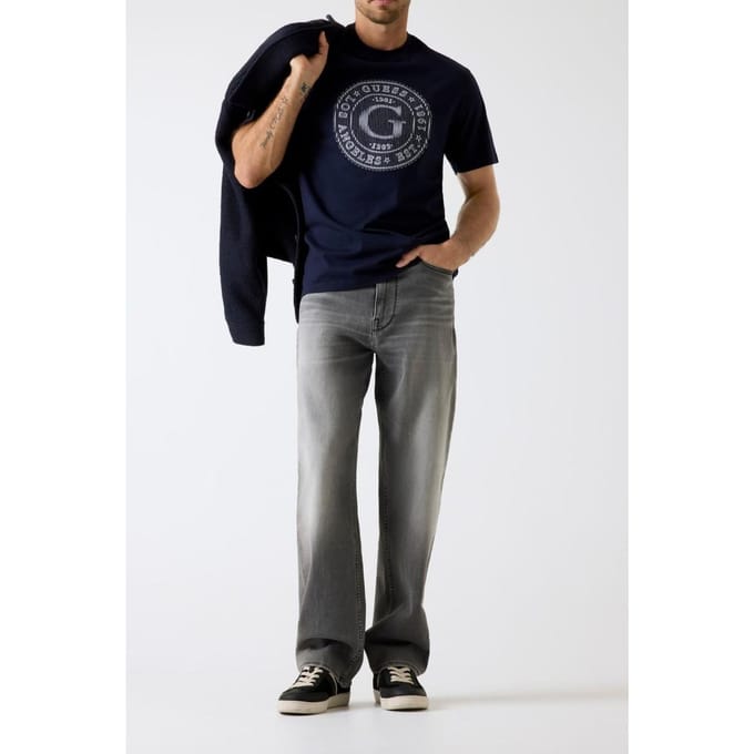 GUESS Cn Ss Big G Logo Tee Smart Blue Taglia: L | Magliette basic Outlet | Uomo | Blu