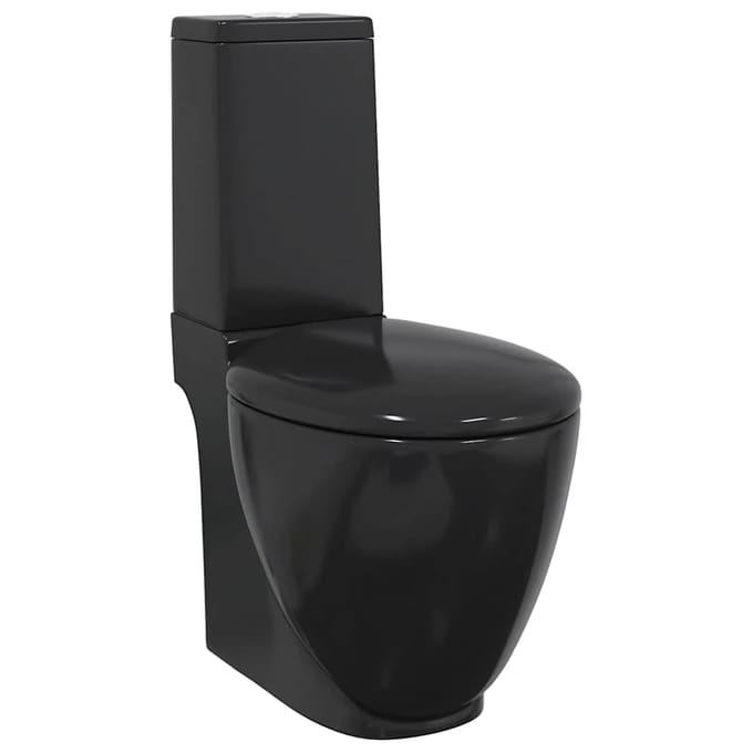 vidaXL - Toilet - rond - afvoer - onder - keramiek - zwart