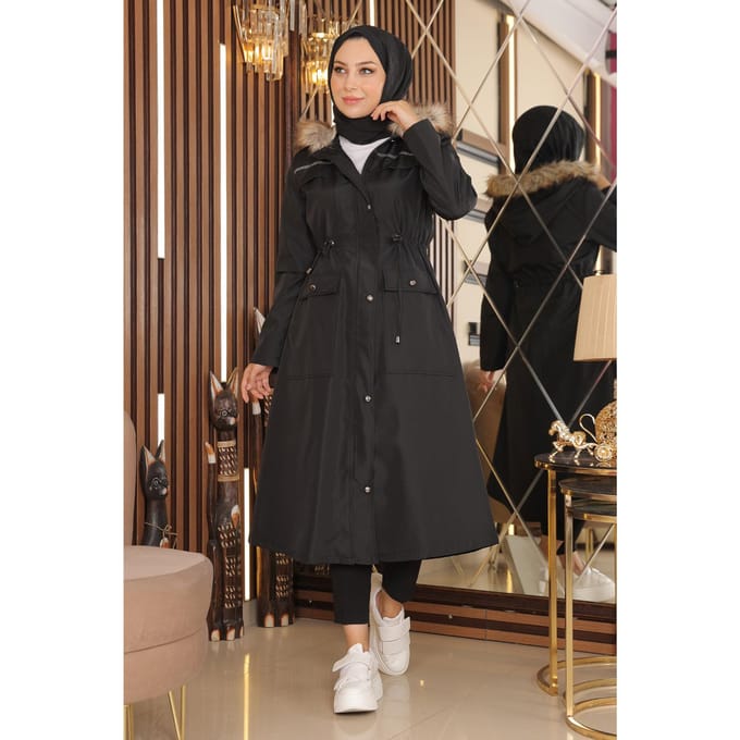 Stripe Detailed Jas Zwart