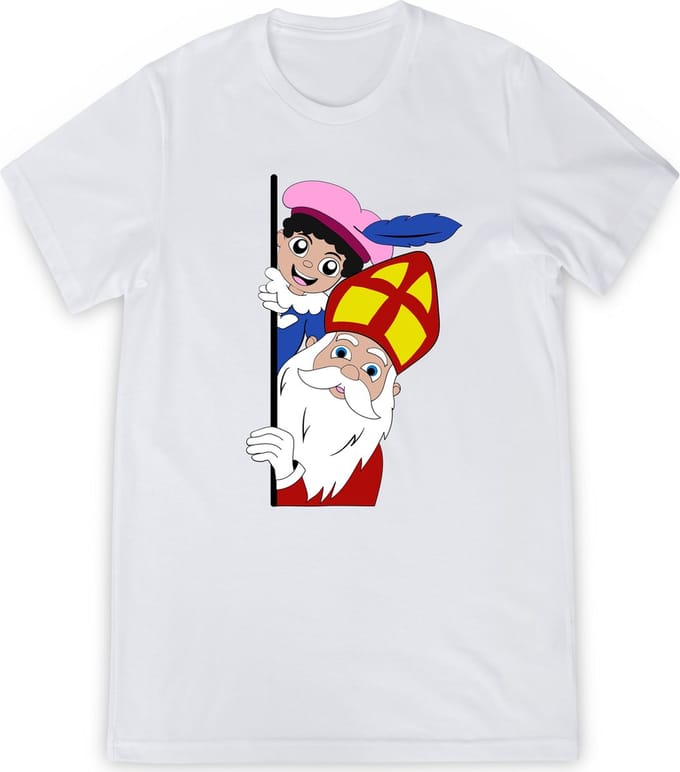 T Shirt Meisjes Jongens - Sint en Piet - Wit - Maat 128