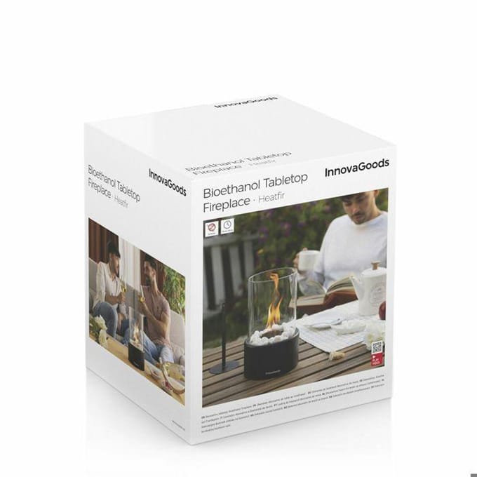 Cheminée de table au bioéthanol - INNOVAGOODS - V0103774 - Noir - Capacité 150 ml - Sans fumée - Ø16x26,5 cm noir