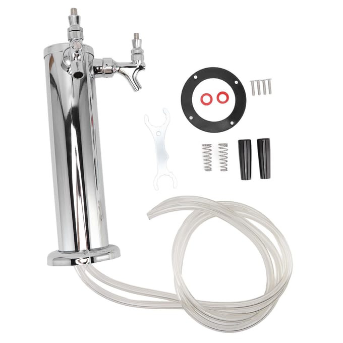 Robinet de bière pression double en acier inoxydable pour fûts de brassage de bière à domicile gray