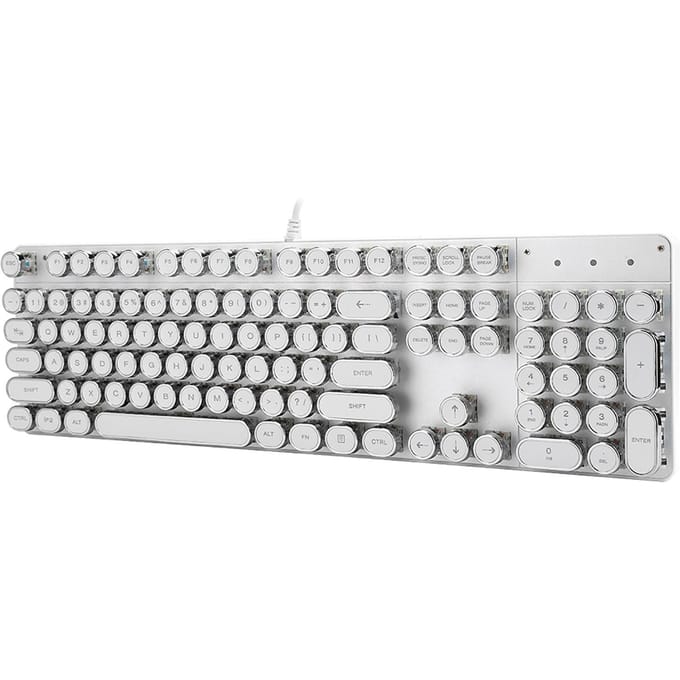 Clavier mécanique blanc 900-5 avec touches rondes rétro, pièces d'ordinateur