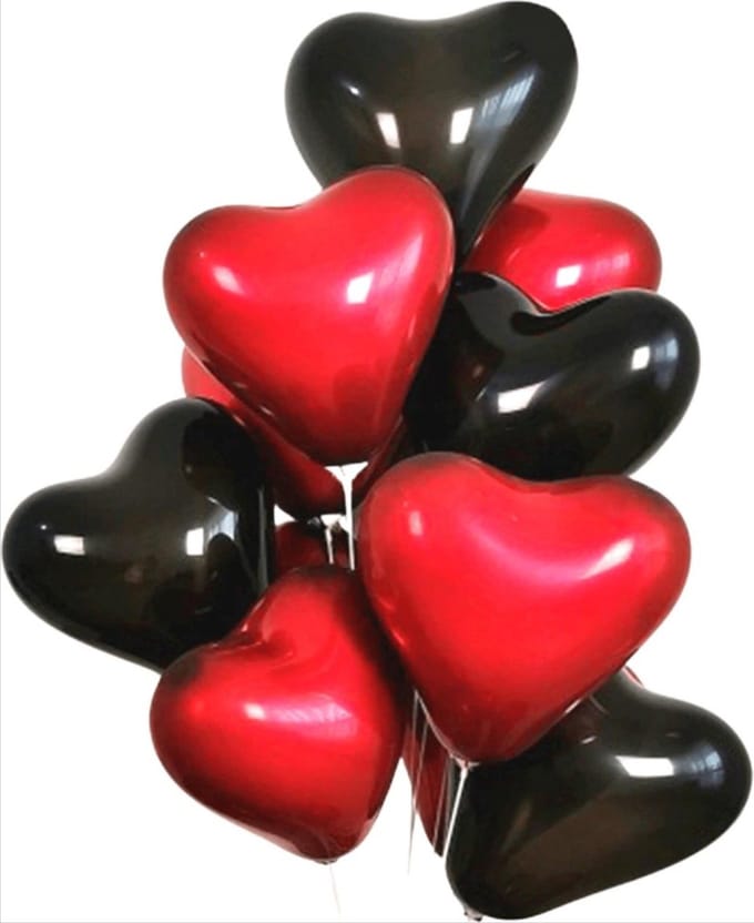 Finnacle - Hartjes Ballonen - Feestassortiment - Rood/Zwart - Valentijn - 20 Stuks