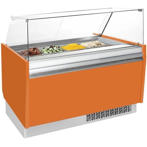 GGM Gastro Eistheke LIAM - 1560mm - Statisch - für 13+13x 5 Liter Eisbehälter - Orange Oranje