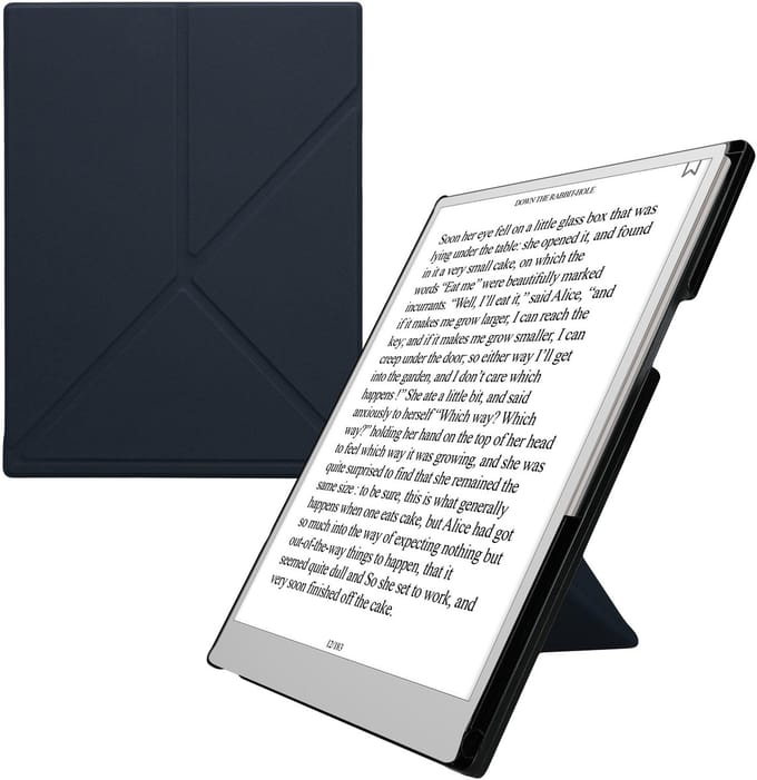kwmobile e-reader hoesje geschikt voor Remarkable Paper Pro hoes - E reader case met standaard en penhouder - Kunstleren ereader cover in donkerblauw
