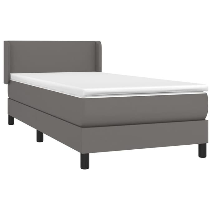 vidaXL - Boxspring - met - matras - kunstleer - grijs - 90x190 - cm