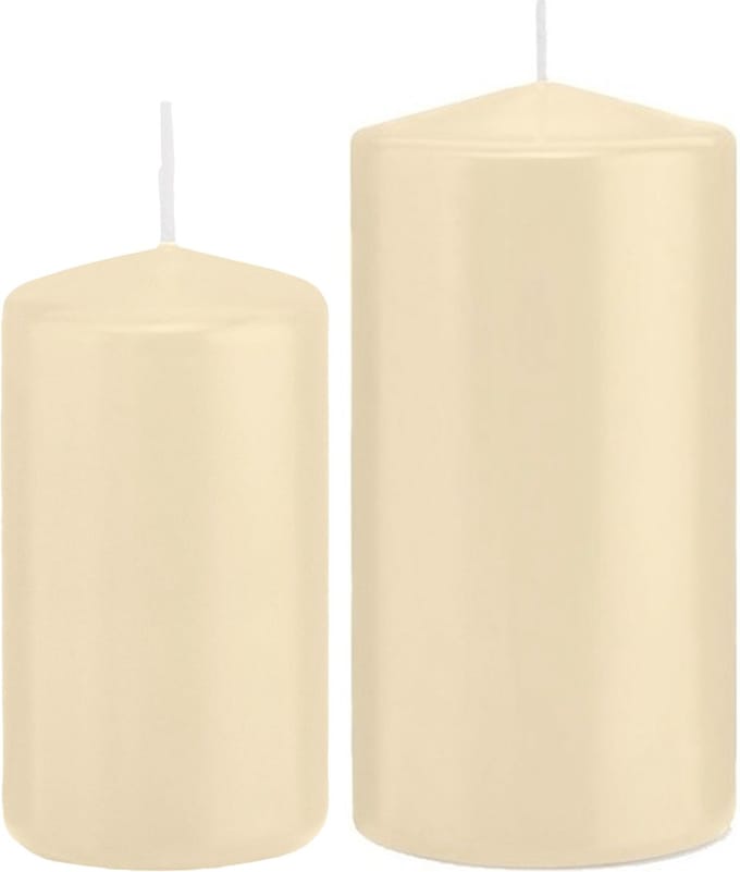 Trend Candles - Stompkaarsen set 6x stuks creme wit 12 en 15 cm